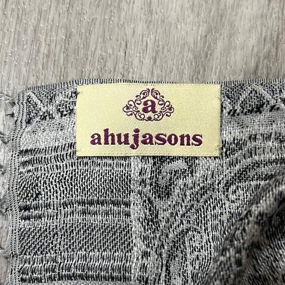AHUJASONS Pashmina Scarf Two Tone Grey Silver - Picture 3 of 5